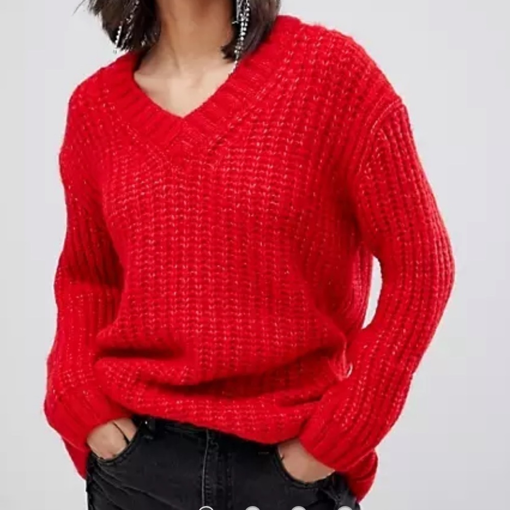 Mango oversized v neck knitted sweater